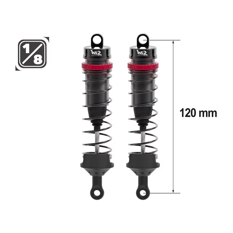 Amortisseurs 1/8 120mm BIG BORE 16mm +kit 3 ressorts - HTR-508120