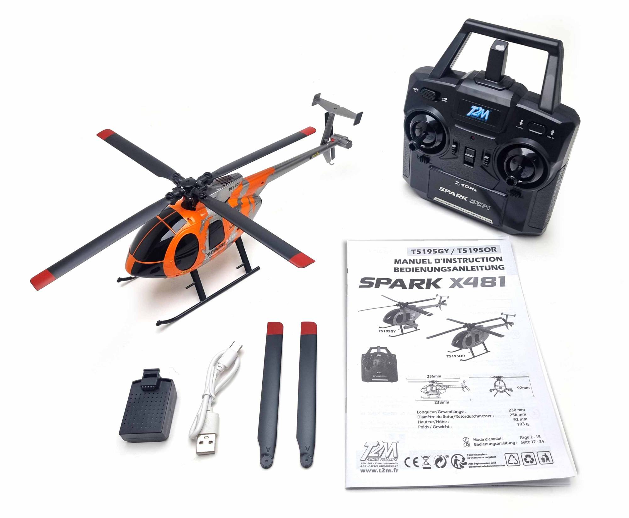 T2M hélicoptère Spark X481 orange - T5195OR